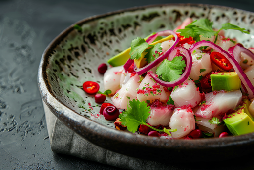 Hibiskus-Ceviche mit Avocado & Limette