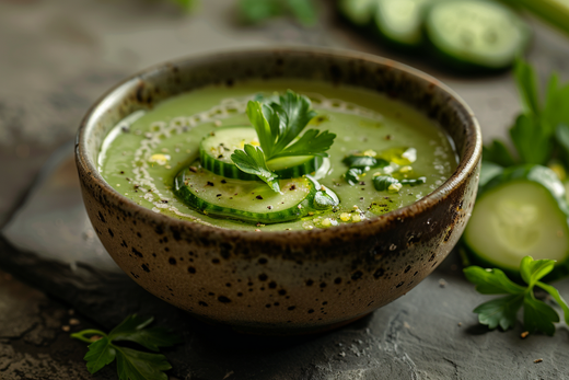Grüne Gazpacho mit Gurke, Sellerie & Paprika