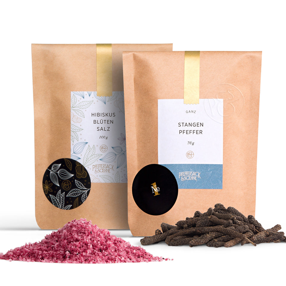 Gourmet-Duo: Hibiskusblütensalz & Stangenpfeffer