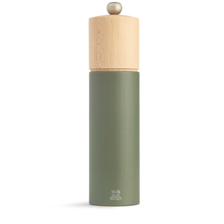 Peugeot Pfeffermühle 21 cm Buchenholz Olivengrün mit Peugeot -Mahlwerk aus Stahl für Pfeffer – Design-Salzmühle Made in France, exklusiv bei Pfeffersack & Soehne