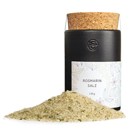 Rosmarinsalz in der Keramikdose von Pfeffersack & Soehne